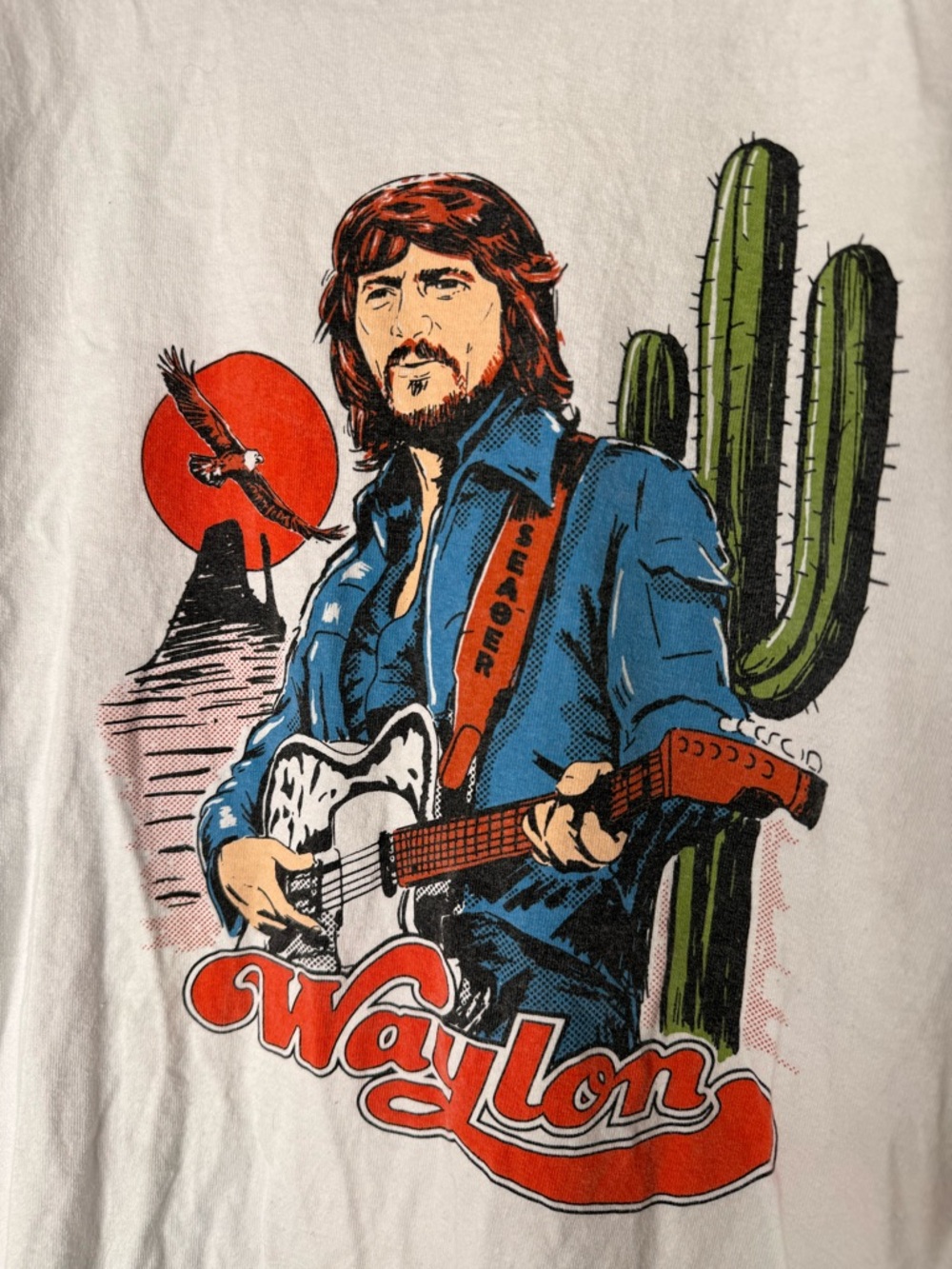 Seager White Short-Sleeve Graphic Tee with Waylon Logo